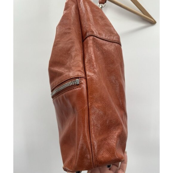 Vintage Hobo Womens Tawny Brown Leather Shoulder Bag Minimalist Boho Retro Indie - Picture 5 of 16
